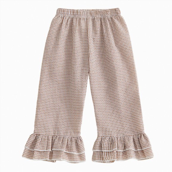 Gubotare Toddler Summer Pants Girls Wide Leg Pants Casual Flowy Elastic Waist Palazzo Harem Trousers with Pockets 12 18 Months (Khaki,12-18 Months)
