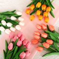 thumbnail image 3 of Flores artificiales de tulipanes de 10 piezas, ramo de tulipanes falsos, tacto Real, decoración del jardín del hogar para decoración de bodas, suministros para fiestas, 3 of 5