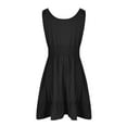 thumbnail image 5 of Nmnitkp Dresses for Women Round Neck Summer Sundresses Casual Pleated Ruffle Hem Knee Length Sleeveless Tank Dress with Pockets Black,L, 5 of 6