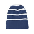 thumbnail image 1 of Top Headwear Bonnet Rayé avec Bande Solide - Marine/argent, 1 of 1