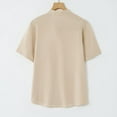 thumbnail image 5 of Miluxas Men's Tees Summer Casual Cotton Linen Shirt Solid Men's Button Neck Short Sleeve Shirt Male T Shirts Khaki XXXXL(XXXXL), 5 of 6