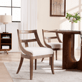 thumbnail image 2 of Guyou Modern Farmhouse Dining Chairs Mid Century Upholstered Dining Chair with Wooden Curved Back Kitchen Chairs for Dining Room Restaurant Cafe, Brown-Linen Beige(Set of 2), 2 of 8
