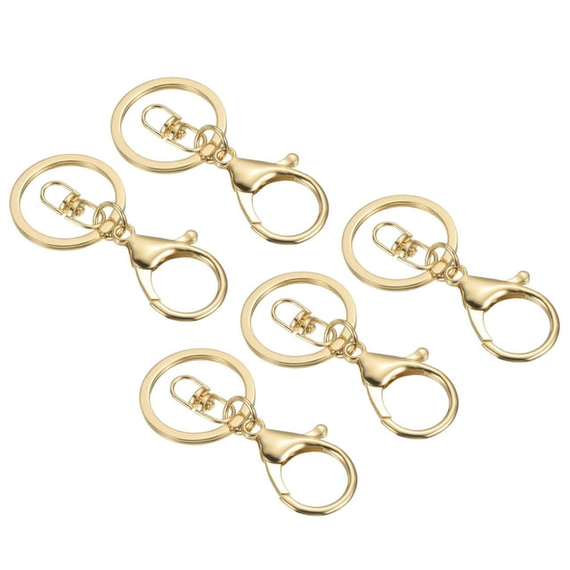 Unique Bargains Key Chain Rings Lobster Clasps Keyring Keychain Holder, Gold 5 Pack