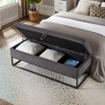 thumbnail image 4 of 58.6" Grey Velvet Bed Bench with Storage | Multifunctional for Bedroom, Living Room, and Hallway | Sturdy Metal Base with Button Tufting | Ideal for Small Spaces, 4 of 6
