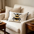 thumbnail image 4 of Pillows for Couch, Honeybee Embroidered Cushion Covers With Poms Tassels Decor Pillow Cases, 4 of 8