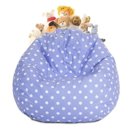 Majestic Home Goods Small Polka Dots Stuffed Animal Storage Bean Bag Chair Cover W Transparent Mesh Base Multiple Colors