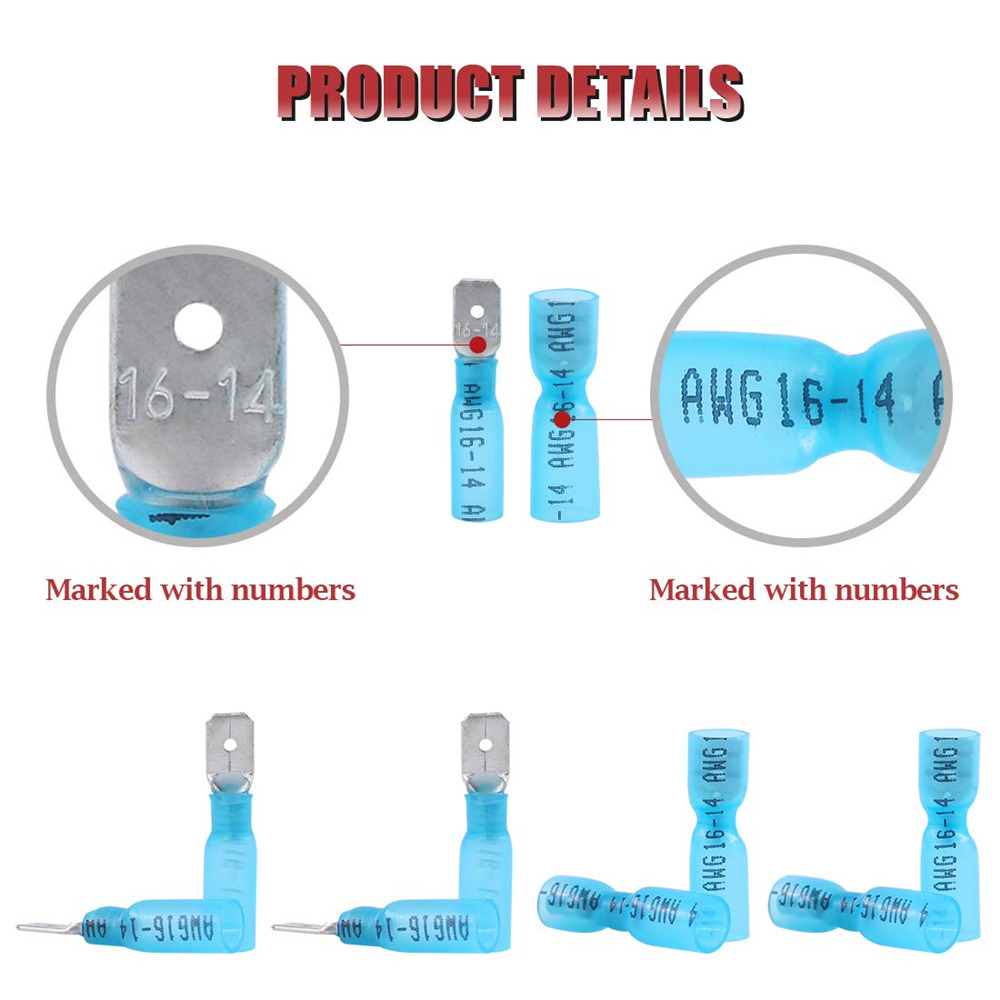 300PCS Electrical Heat Shrink  Wire Connectors Male and Female Spade Terminals