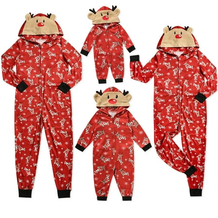 

Viworld Reindeer Matching Pajamas Xmas Family Christmas Cartoon Print Jumpsuit Set Christmas Pajamas for Family Adult Kids Baby