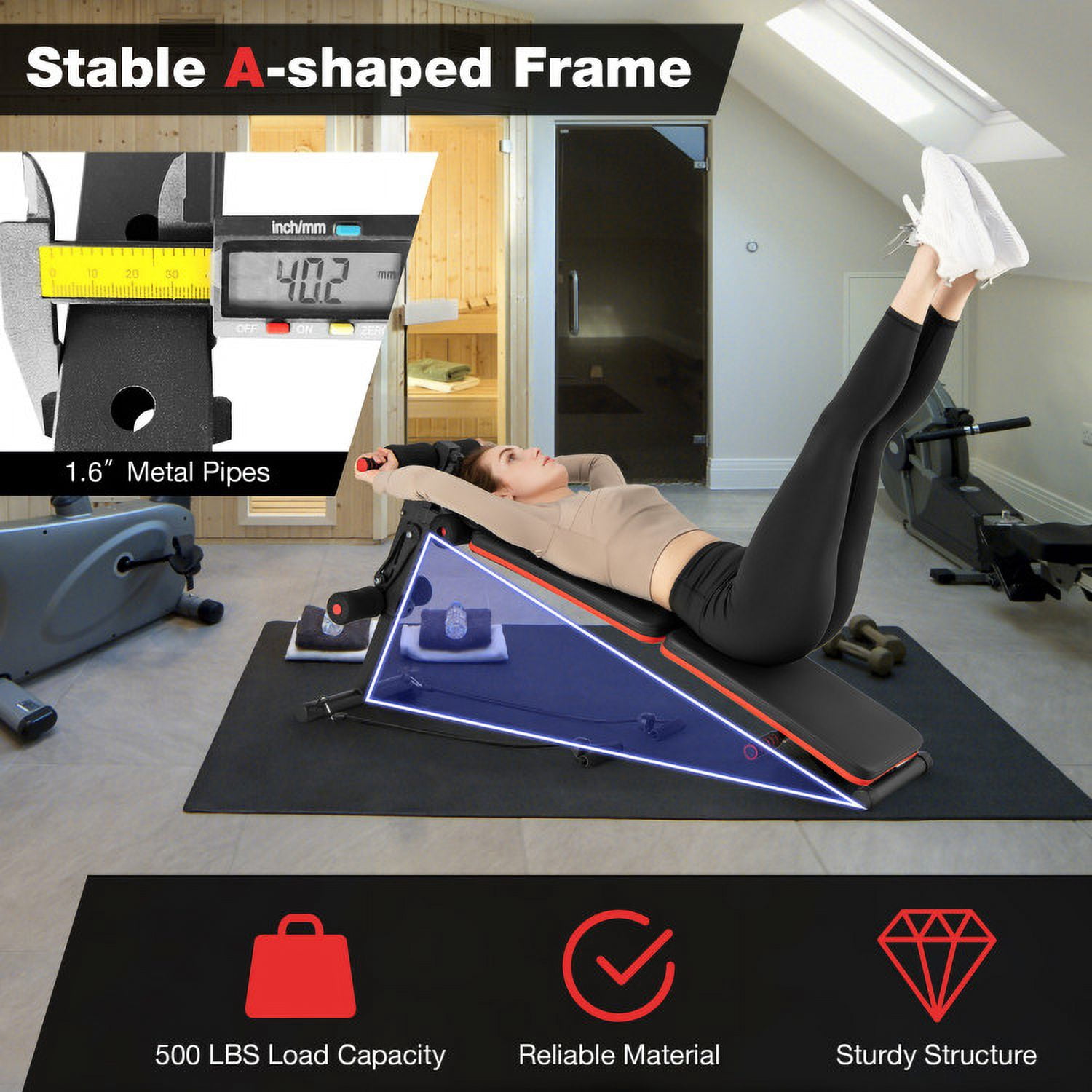 OnlineGymShop CB24277 Fitness Adjustable Workout Sit up Bench
