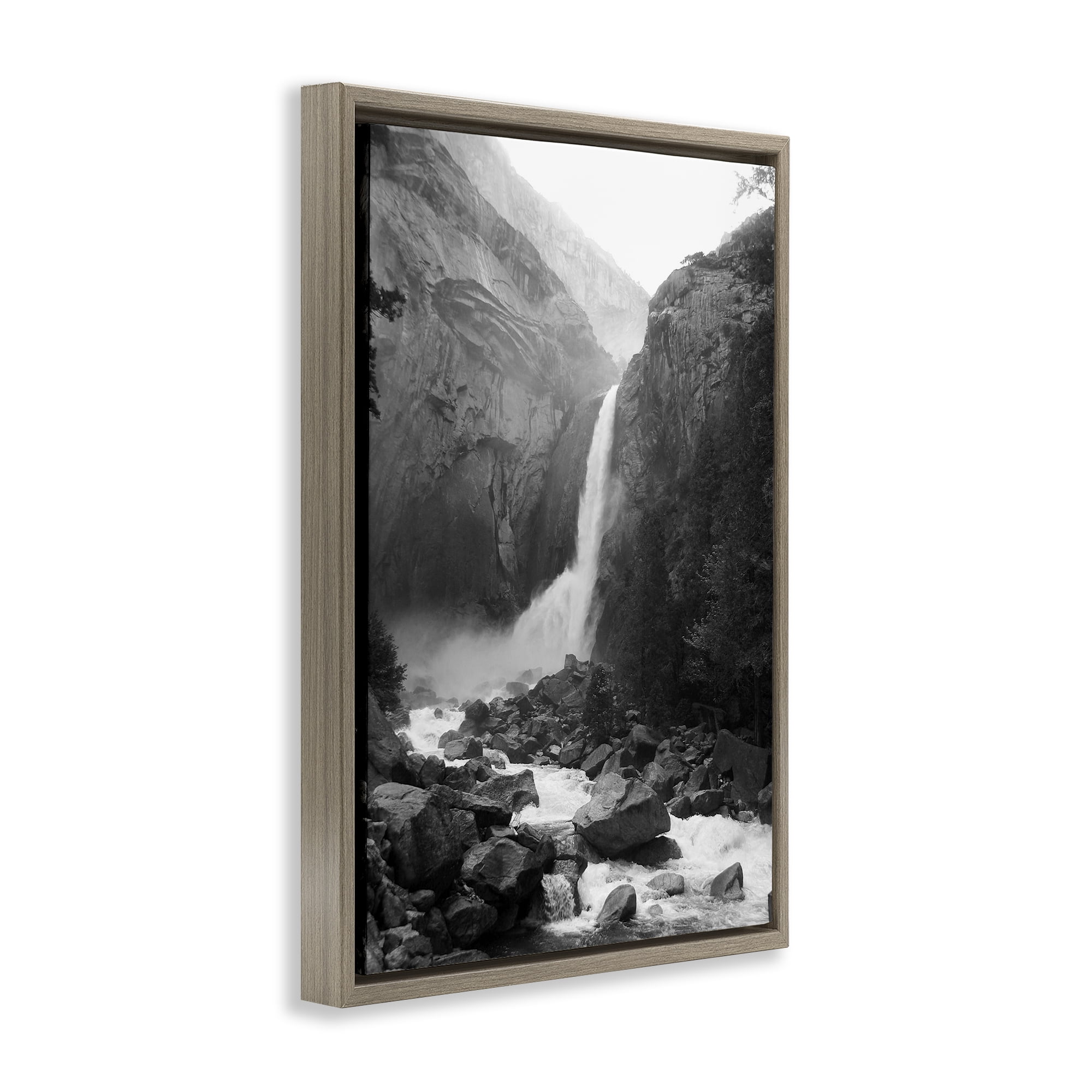 Stupell Industries Rocky Yosemite Falls Brown Framed Floater Canvas Wall Art, design by Kim Curinga