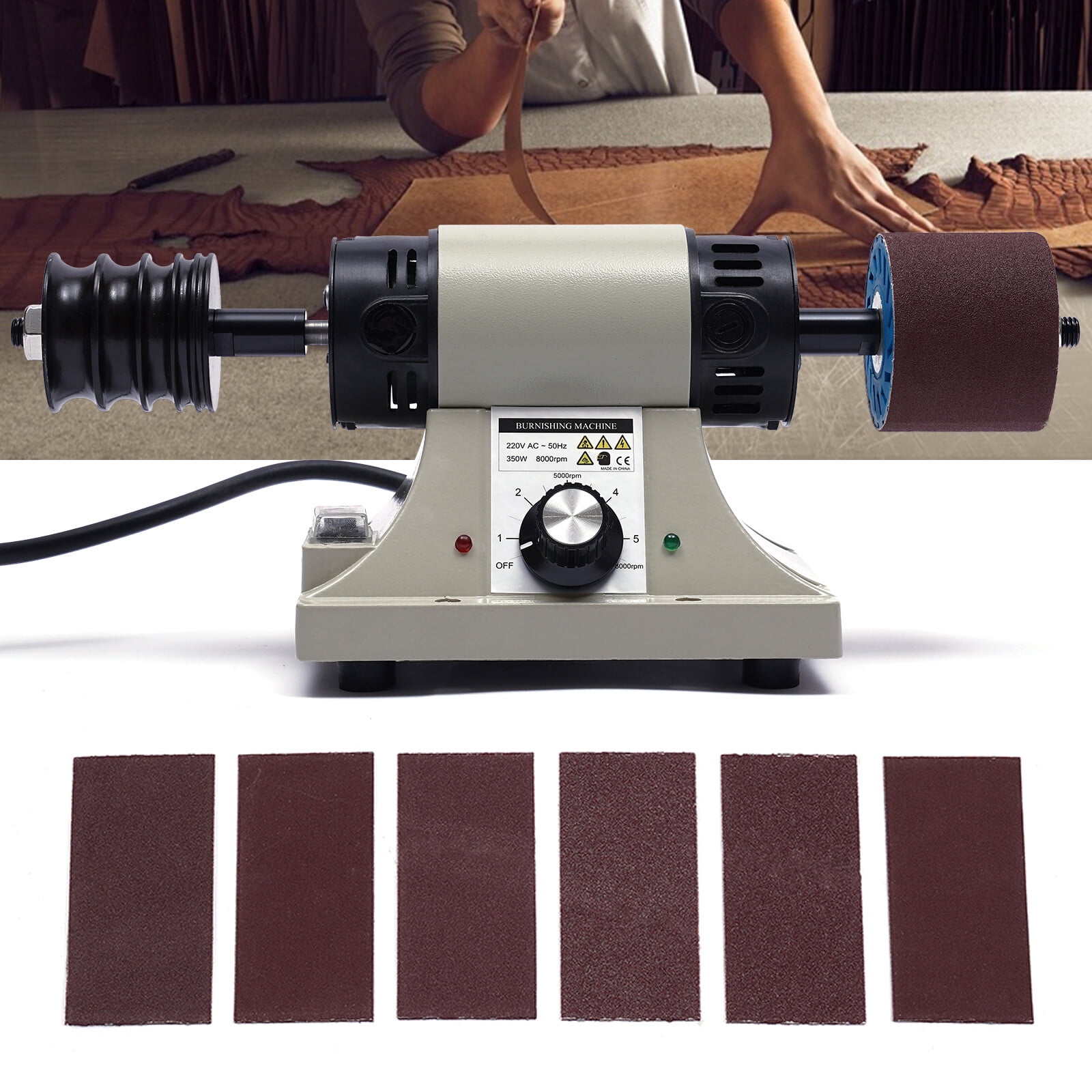 Electric Leather Edge Polishing Grinding Burnishing Machine Leather Tool 8000RPM 220VAC~50Hz 350W