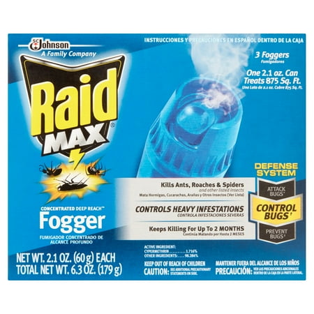 Raid Max Deep Reach Concentrated Foggers, 3 ct