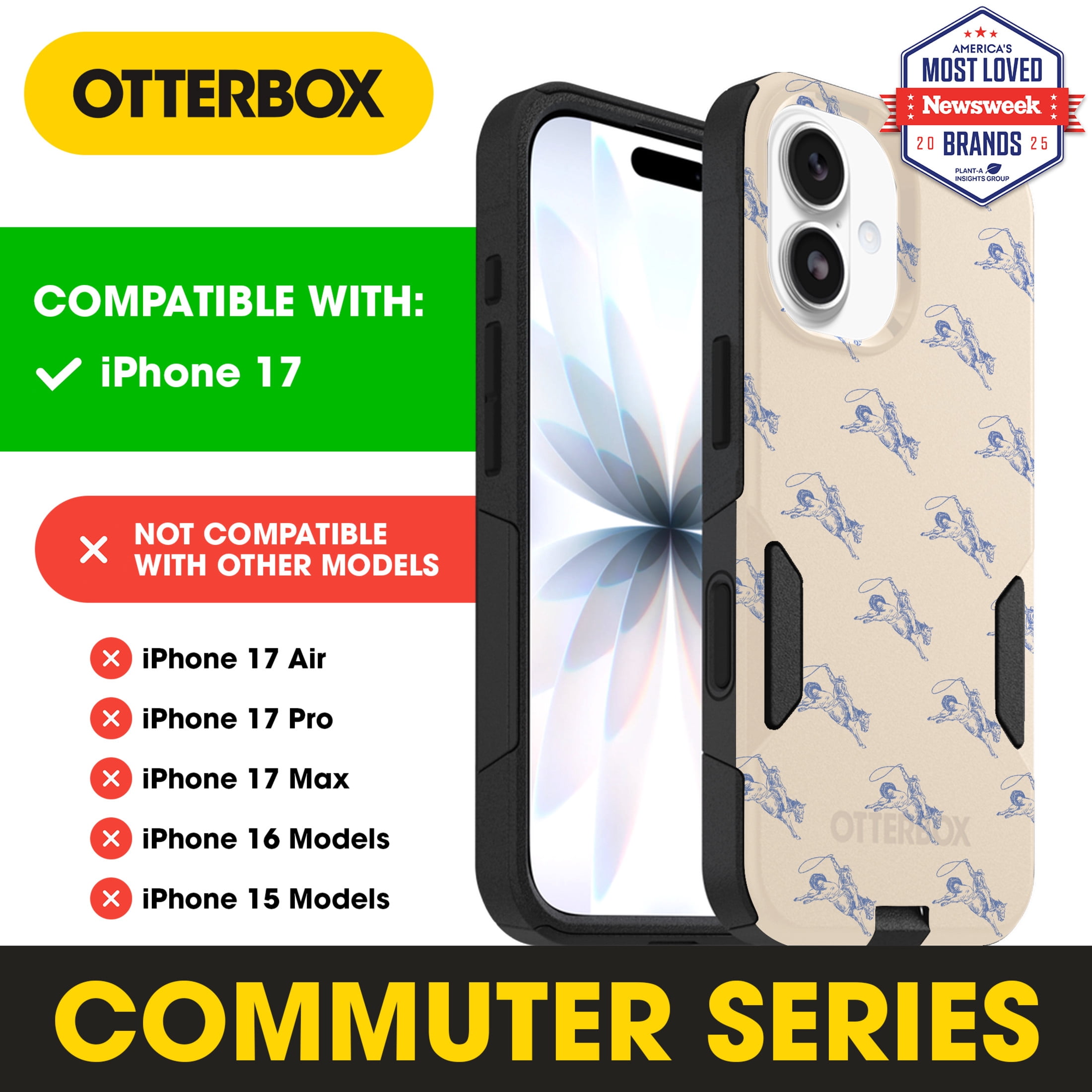 OtterBox iPhone 17 (Only) – Commuter Series Case – Built-In MagSafe – Thin, Dual-Layer, Pocket-Friendly, Port Cover – American Cowboy