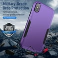thumbnail image 3 of Funda para iPhone Xs Max con protector de pantalla, [prueba de caídas de grado militar] Funda protectora resistente y resistente a los golpes para iPhone Xs Max de 6,5 pulgadas, color morado, 3 of 8