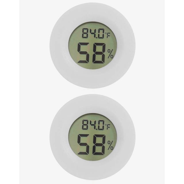 Meichoon 2-Pack Mini Fridge Freezer Thermometer,Hygrometer for Cigar Humidor,Electronic Thermometer Hygrometer,Indoor Household Embedded Thermometer,Temperature Humidity Gauge Detector,Q-UD01 White