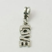 Buckets of Beads Antique Silver Finish Love Dangle Charm Bead. Compatible With Most Pandora Style Charm Bracelets.