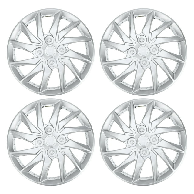 Unique Bargains 4 Pcs R15 / 15 Inch Universal Car Wheel Rim Hub Cover Wheel Hub Caps Silver Tone