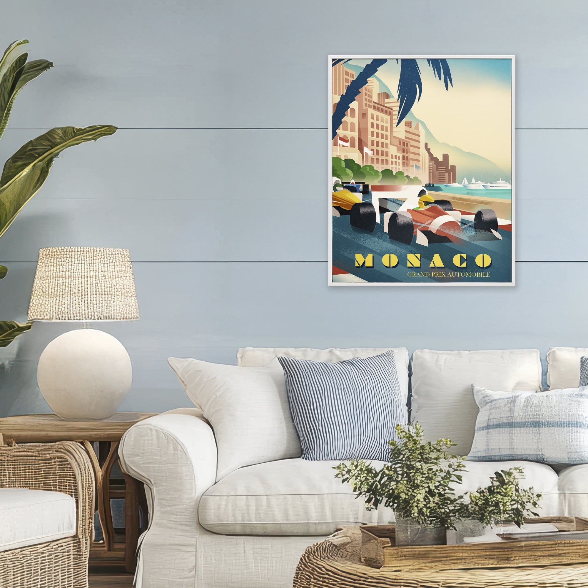 Stupell Industries Monaco Grand Prix Racing White Framed Giclee Art, design by Martin Wickstrom