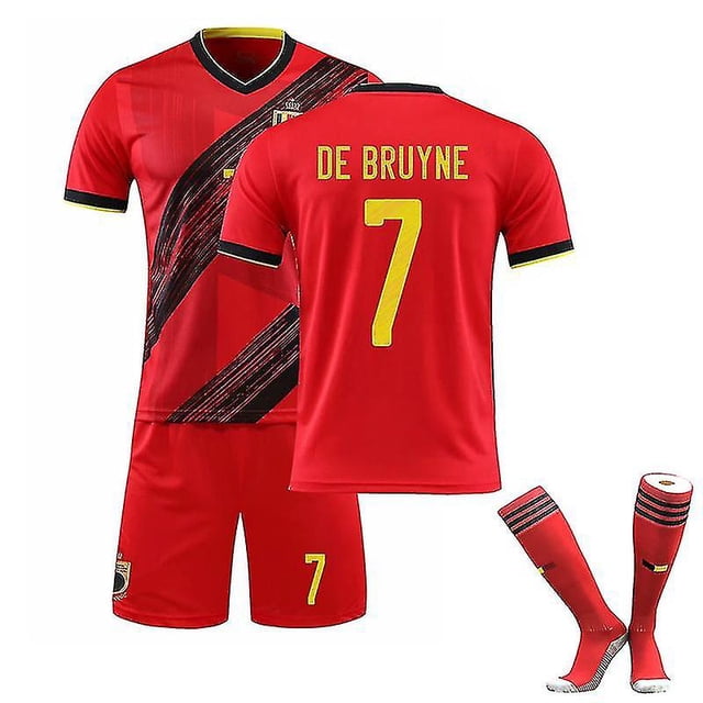 Camiseta de fútbol de Bélgica No.7 Bruyne para jóvenes/niños, camiseta de fútbol local, conjunto corto con calcetín-M- BmatwkZeng Bmatwk Jersey