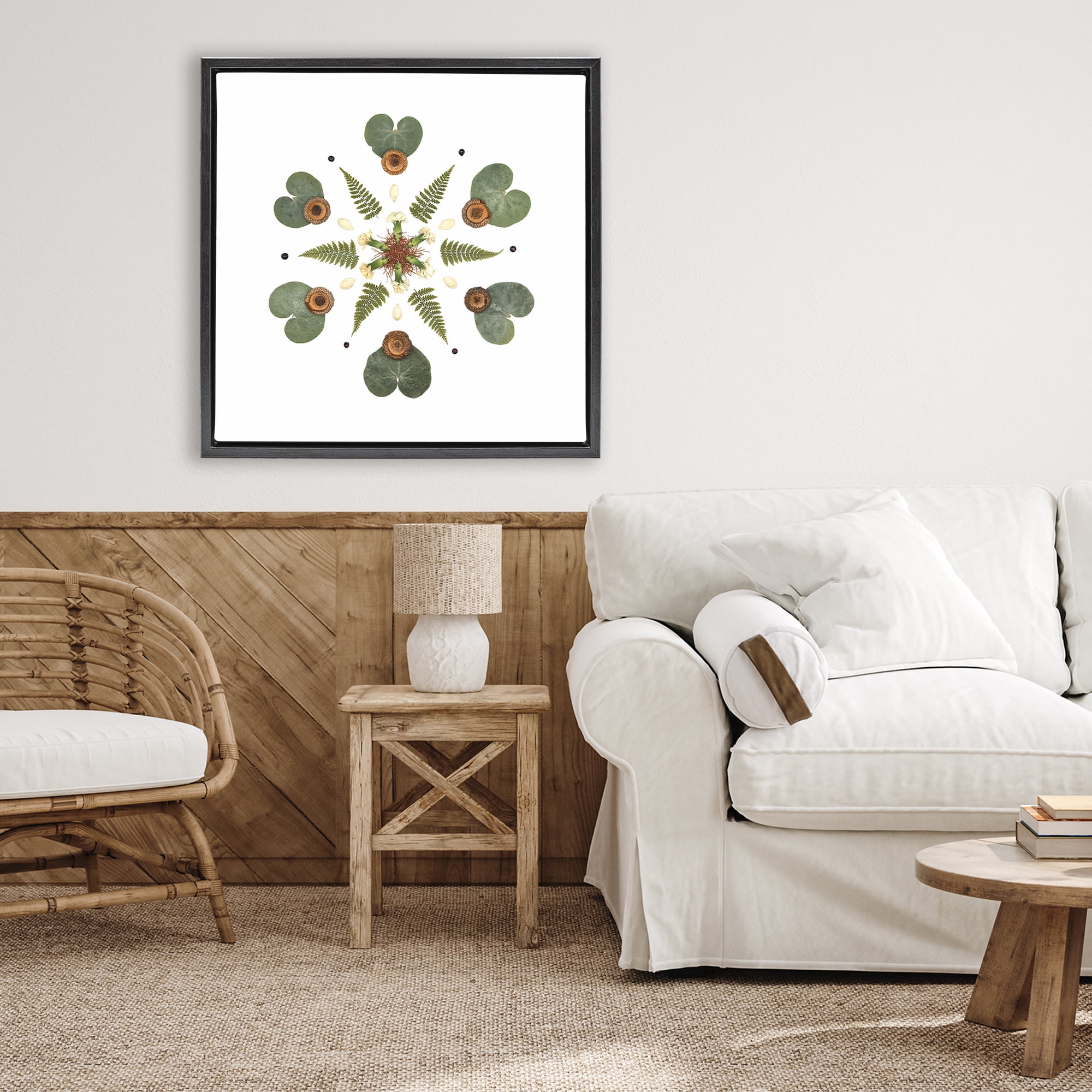 Stupell Industries Lily Pad & Fern Mandala Black Framed Floater Canvas Wall Art, design by Beth Adoette