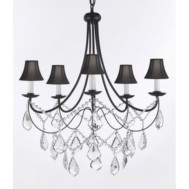 Wrought Iron Chandelier Lighting H 22 5, Swag Crystal Chandelier Lighting H50 X W30