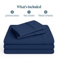thumbnail image 3 of Bare Home Premium 1800 Collection 5-Piece Bed Sheet Set, Split California King, Dark Blue, 3 of 11