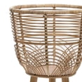 thumbnail image 4 of Benjara Contemporary Wicker Planters with Angled Wood Legs in Brown (Set of 2), 4 of 5