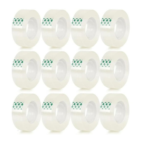 HONCLL 12 Rolls Clear Transparent Tape,Stationery Tape Refills Rolls for Dispenser