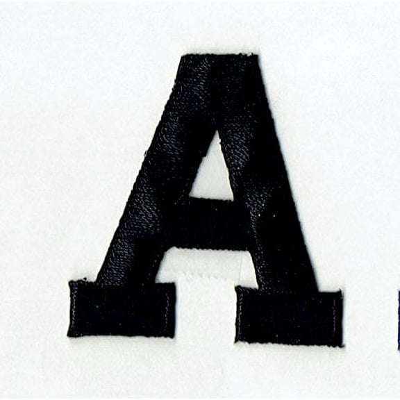 Alphabet Letter - A - Color Black - 2" Block Style - Iron On Embroidered Applique Patch