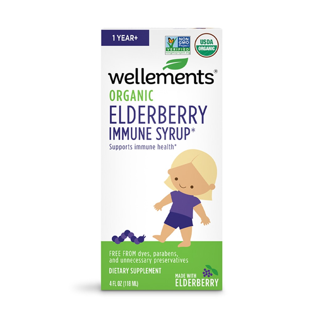 Wellements Organic Elderberry Immune Syrup For Children 4 fl oz