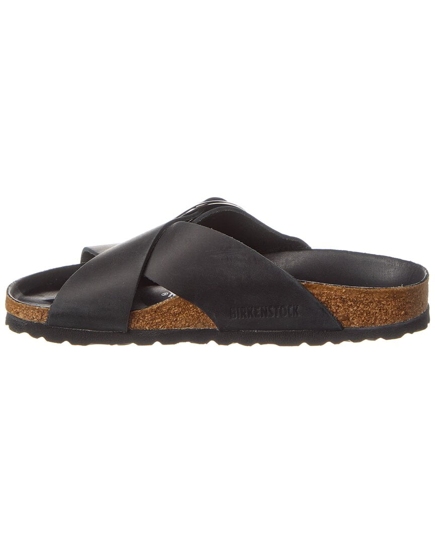 Birkenstock Siena Big Buckle Narrow Fit Leather Sandal, 40, Black