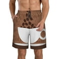 thumbnail image 2 of Uemuo Coffee Cafe Cup Pattern Men's Swim Trunks Hawaiian Beach Bathing Suit Swimsuits Beach Quick-Dry Shorts with Pockets-Medium, 2 of 9