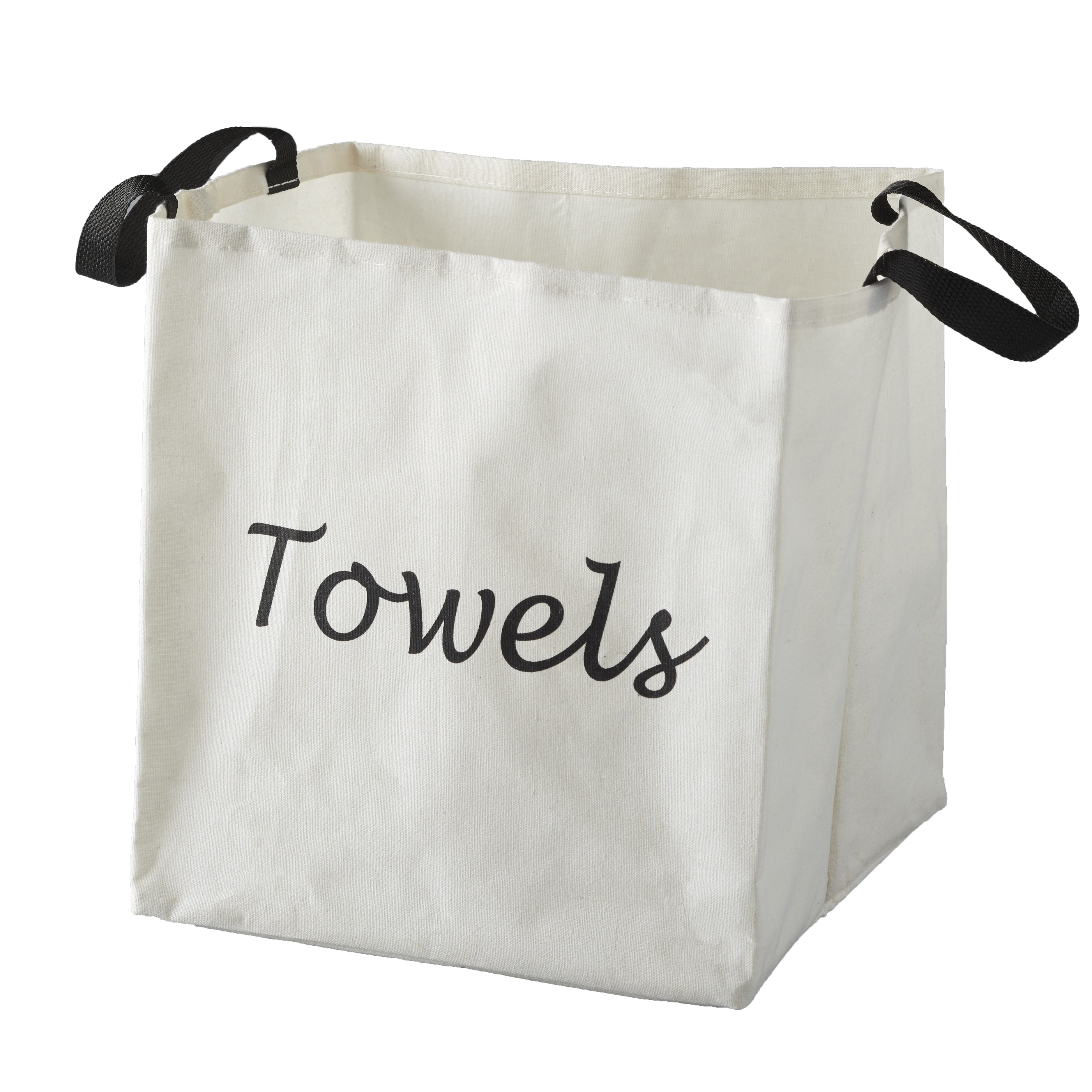 Canvas Storage Laundry Bag with Fabric Handles Towels White