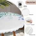 thumbnail image 3 of Watercolor Leaves Round Tablecloth for 36-44 Inch Tables,Fitted Table Cover with Elastic Edge,Spring Botanical Eucalyptus Leaves Waterproof Outdoor Table Cloth Protector for Patio Garden Dinner, 3 of 9