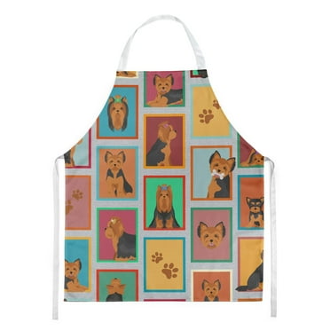 Lots of Black and Tan Yorkie Apron 27 in x 30 in