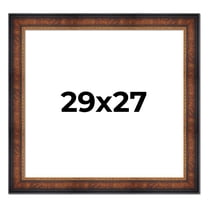 29x27 Frame Brown Walnut Gold Ornate Trim Solid Wood Plein Air Picture Frame | 3 Inch Moulding