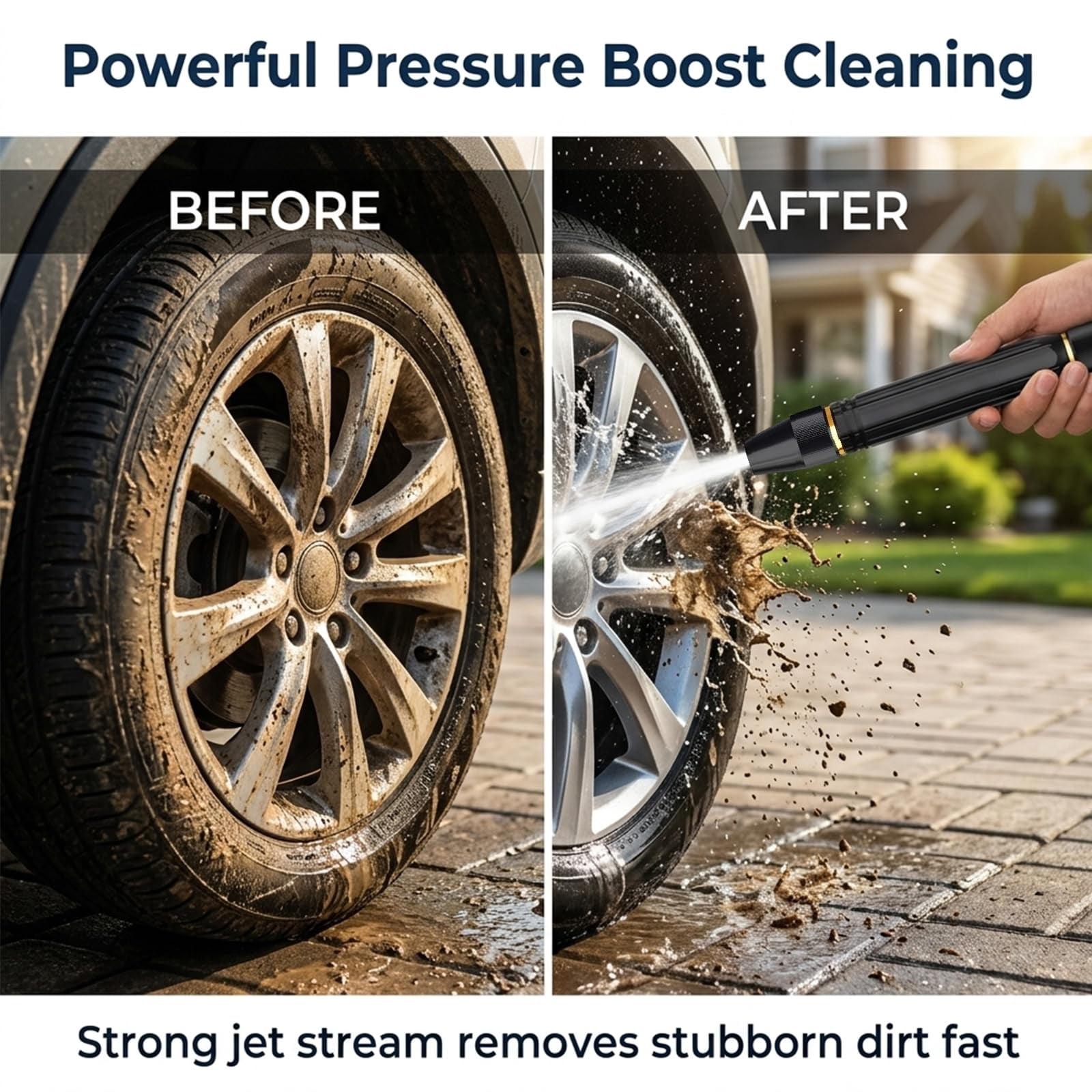 Home high-Pressure car wash Water Gun with Booster Nozzle, Upgraded Car Wash Water Gun Garden Hose Sprayer, for Watering Plants and Vegetables, and Car Washing