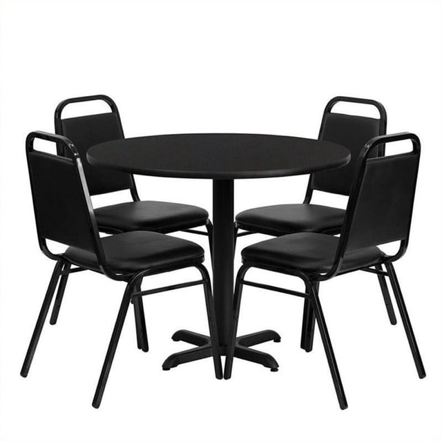 Kingfisher Lane 5 Piece Laminate Table Set in Black