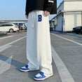 thumbnail image 2 of Pantalones deportivos de pierna ancha para hombre para verano: pantalones deportivos blancos acampanados y holgados, con corte amplio, para streetwear y ocio, 2 of 4