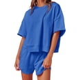 thumbnail image 2 of Half Sleeve Women 2 Pieces Sets Solid Sport Yoga Suit, 2 of 3