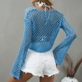 thumbnail image 3 of WEAIXIMIUNG Chemises de Maternité pour le Travail Grande Taille pour Femmes Tricot Manches Amples Col Rond Ajouré Haut Court, 3 of 6