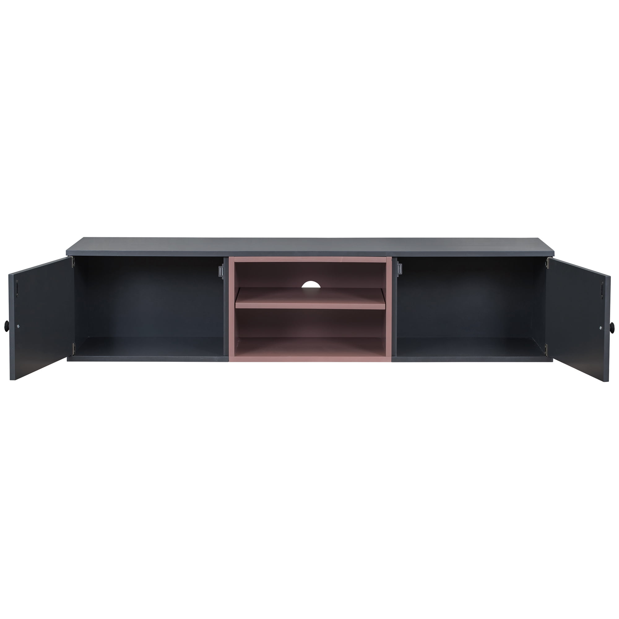 Aukfa Floating TV Stand for TVs up to 60" - Wall Mounted TV Shelf with Cabinets - Black