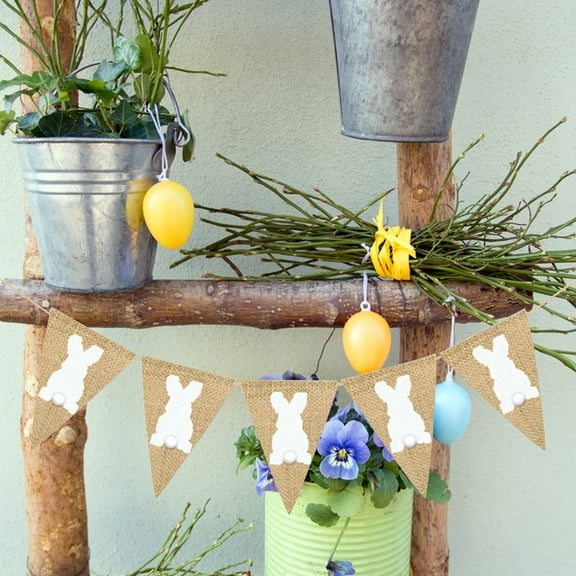 FOMIYES 1Pack Colorful Burlap Banner Spring Festival Banner for Home Decor Easter Celebration with Photo Booth Props