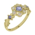 thumbnail image 1 of LBG British Made 14k Yellow Gold Natural Tanzanite & Opal Womens Promise Ring - 33 size options - Size 10.75, 1 of 7