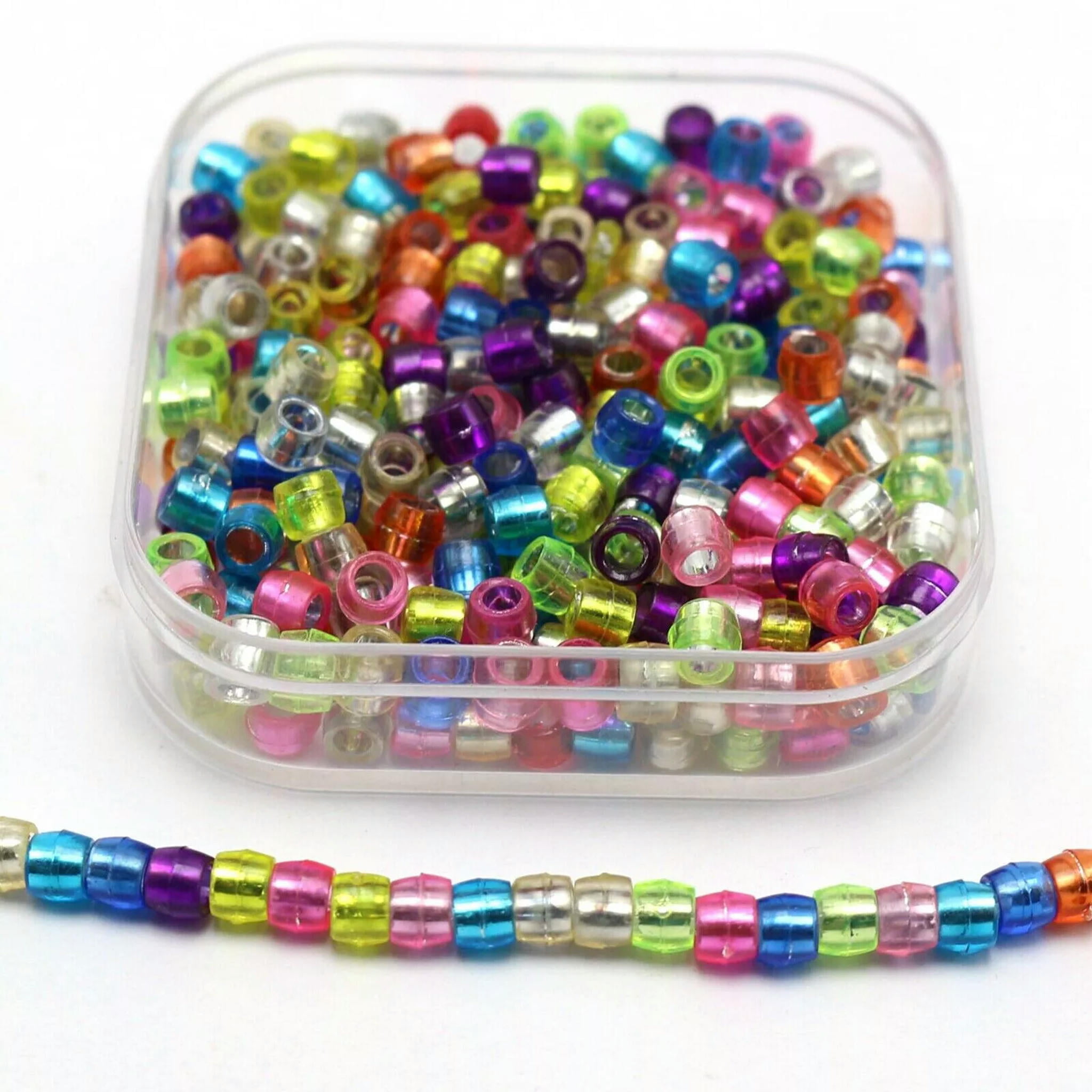 EOEMY 5000 Mixed Color Silver Foil Acrylic Barrel Mini Pony Bead 4X3mm Kids Craft Kand