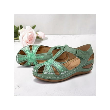 

Crocowalk Wedge Sandals for Women Casual Summer Dress Closed Toe Shoes
