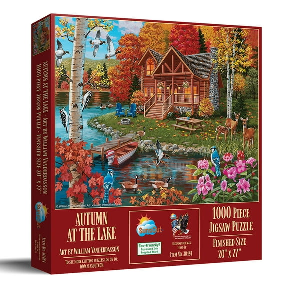 SUNSOUT INC - Autumn at the Lake - 1000 pc Jigsaw Puzzle by Artist: William Vanderdasson - Finished Size 20" x 27" - MPN# 30484