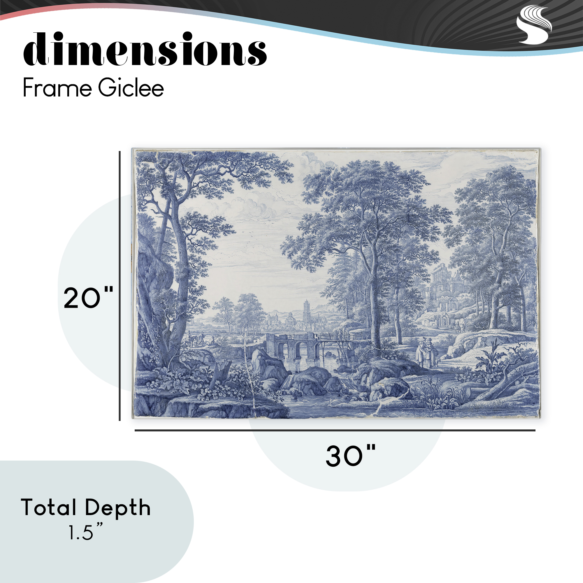 Vintage Blue Tinted Toile Canvas Wall Art, design by Vintage Hustle