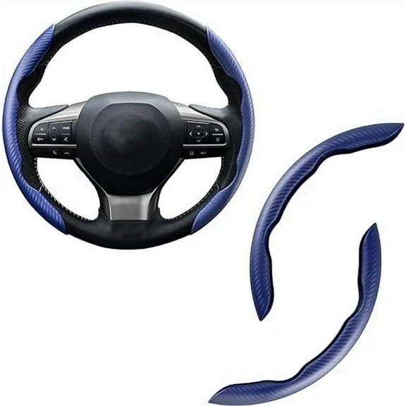 15" Carbon Fiber Car Steering Wheel Cover Blue Car Anti-Slip Accessories