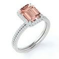 thumbnail image 2 of JeenMata 2 Carat Emerald cut created morganite and Moissanite Bridal Wedding Ring Set with Engagement Ring and Wedding Band in 18k Gold Over Silver, 2 of 6
